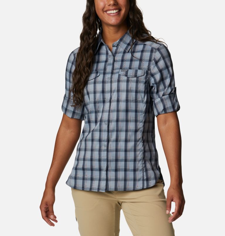 Women’s Silver Ridge Lite Plaid Long Sleeve Shirt, Color: Tradewinds Grey Plaid, image 7