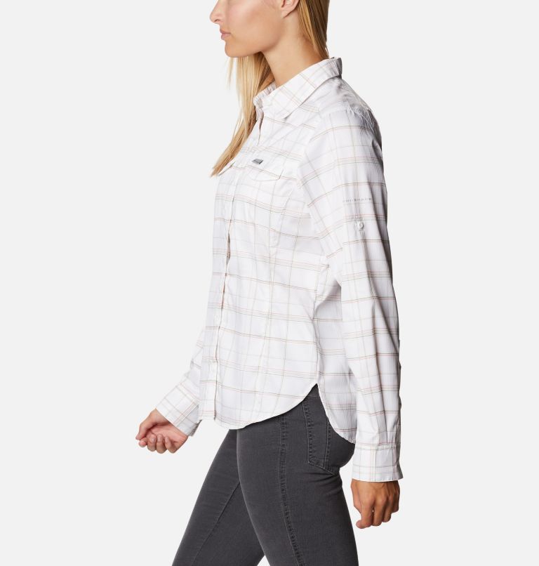 Women’s Silver Ridge Lite Plaid Long Sleeve Shirt, Color: White Grid Lines, image 3