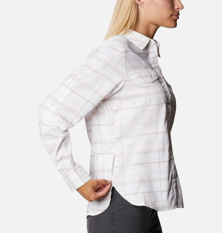 Women’s Silver Ridge Lite Plaid Long Sleeve Shirt, Color: White Grid Lines, image 5