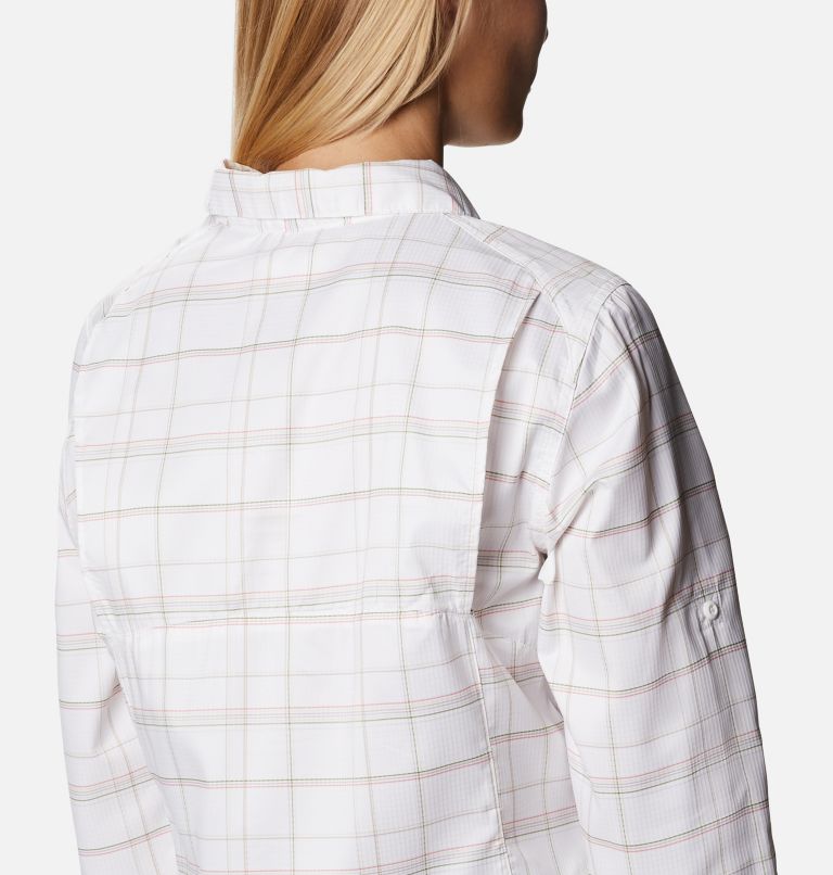 Women’s Silver Ridge Lite Plaid Long Sleeve Shirt, Color: White Grid Lines, image 6