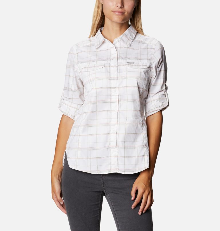 Women’s Silver Ridge Lite Plaid Long Sleeve Shirt, Color: White Grid Lines, image 7