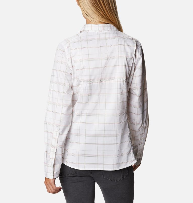 Women’s Silver Ridge Lite Plaid Long Sleeve Shirt, Color: White Grid Lines, image 2
