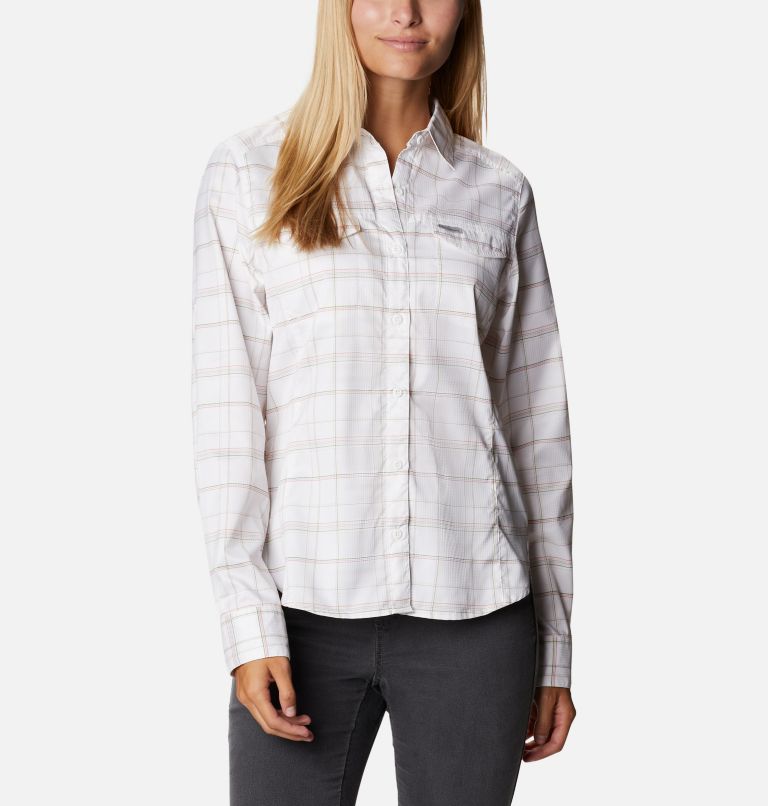 Women’s Silver Ridge Lite Plaid Long Sleeve Shirt, Color: White Grid Lines, image 1