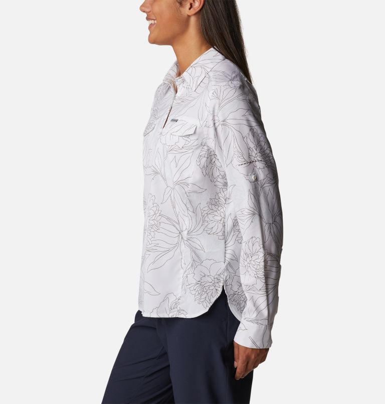 Women’s Silver Ridge Lite Plaid Long Sleeve Shirt, Color: White Leafy Lines, image 3
