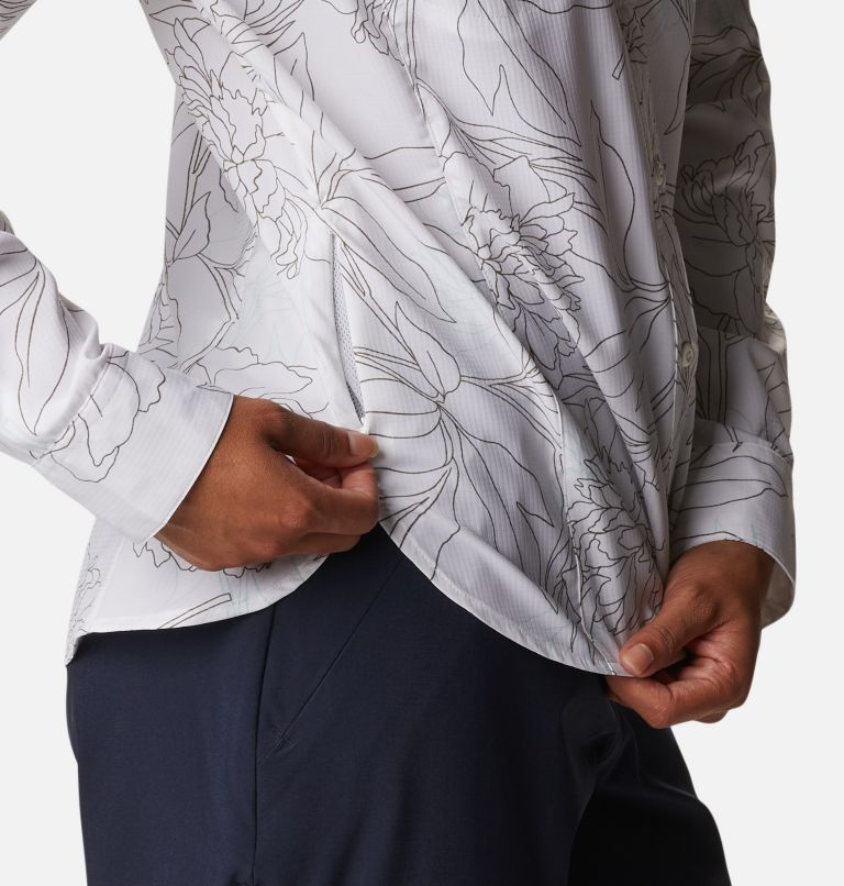 Women’s Silver Ridge Lite Plaid Long Sleeve Shirt, Color: White Leafy Lines, image 7