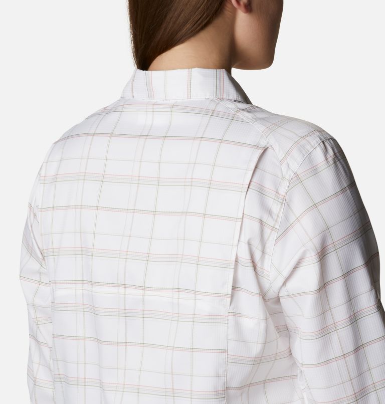 Women's Silver Ridge Lite Plaid Long Sleeve Shirt – Plus Size, Color: White Grid Lines