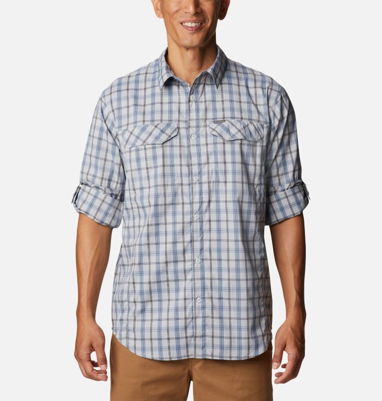 Men's Silver Ridge Lite Plaid Long Sleeve Shirt, Color: Columbia Grey Switchback Madras, image 6
