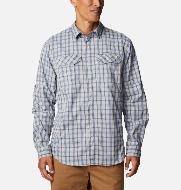 Men's Silver Ridge Lite Plaid Long Sleeve Shirt, Color: Columbia Grey Switchback Madras