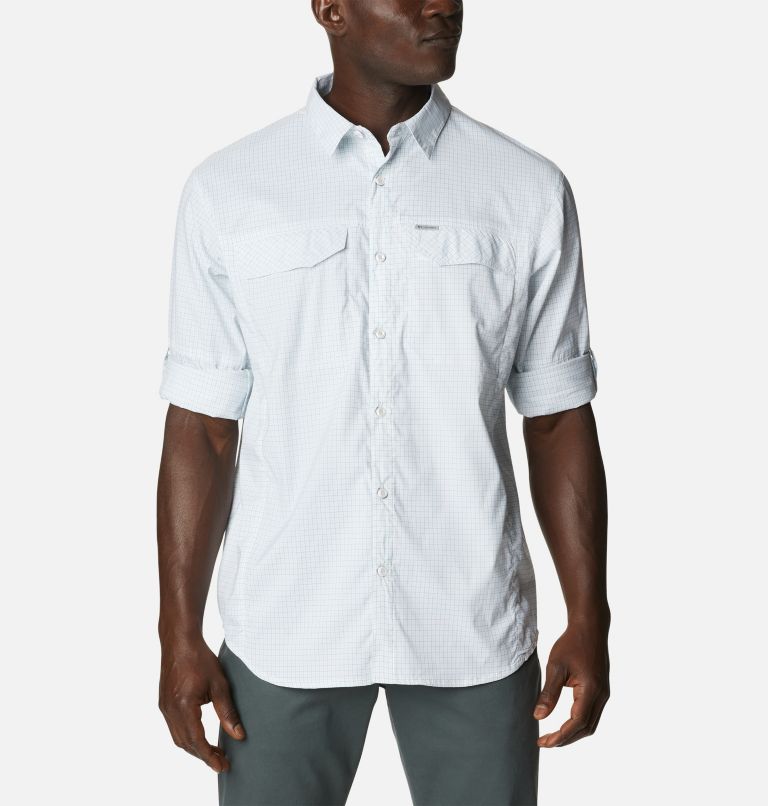 Men's Silver Ridge Lite Plaid Long Sleeve Shirt, Color: White Quiet Grid, image 6
