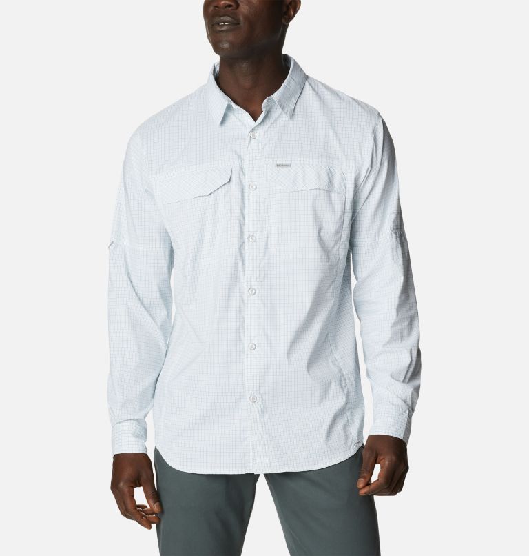 Men's Silver Ridge Lite Plaid Long Sleeve Shirt, Color: White Quiet Grid, image 1