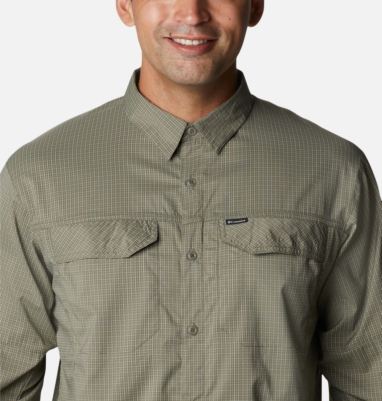 Thumbnail: Men's Silver Ridge Lite Plaid Long Sleeve Shirt, Color: Stone Green Quiet Grid, image 4