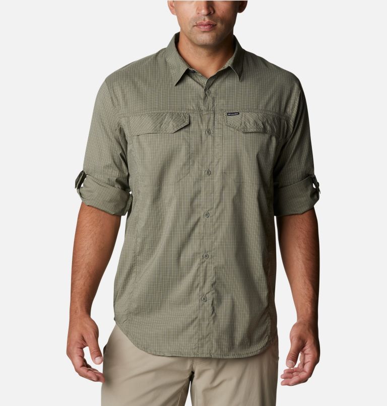Men's Silver Ridge Lite Plaid Long Sleeve Shirt, Color: Stone Green Quiet Grid, image 6