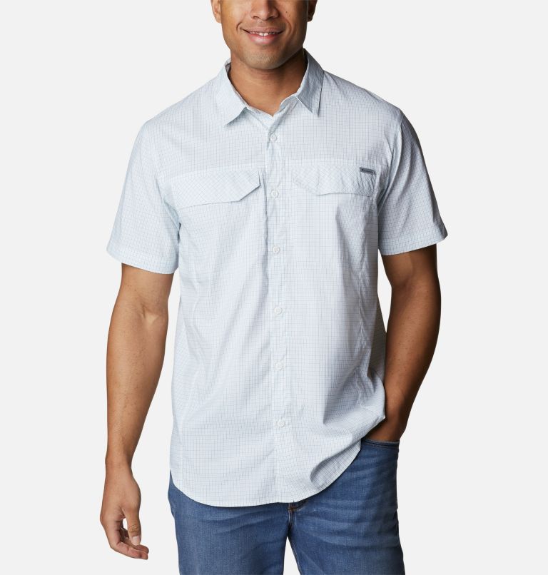 Men's Silver Ridge Lite Plaid Short Sleeve Shirt, Color: White Quiet Grid, image 1