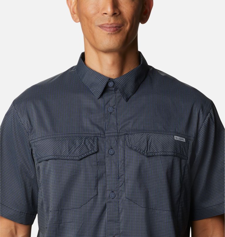 Men's Silver Ridge Lite Plaid Short Sleeve Shirt, Color: Collegiate Navy, Quiet Grid, image 4