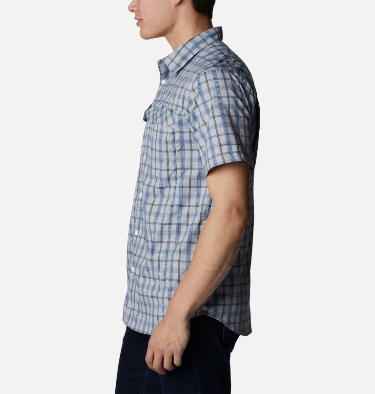 Men's Silver Ridge Lite Plaid Short Sleeve Shirt, Color: Columbia Grey Switchback Madras, image 3