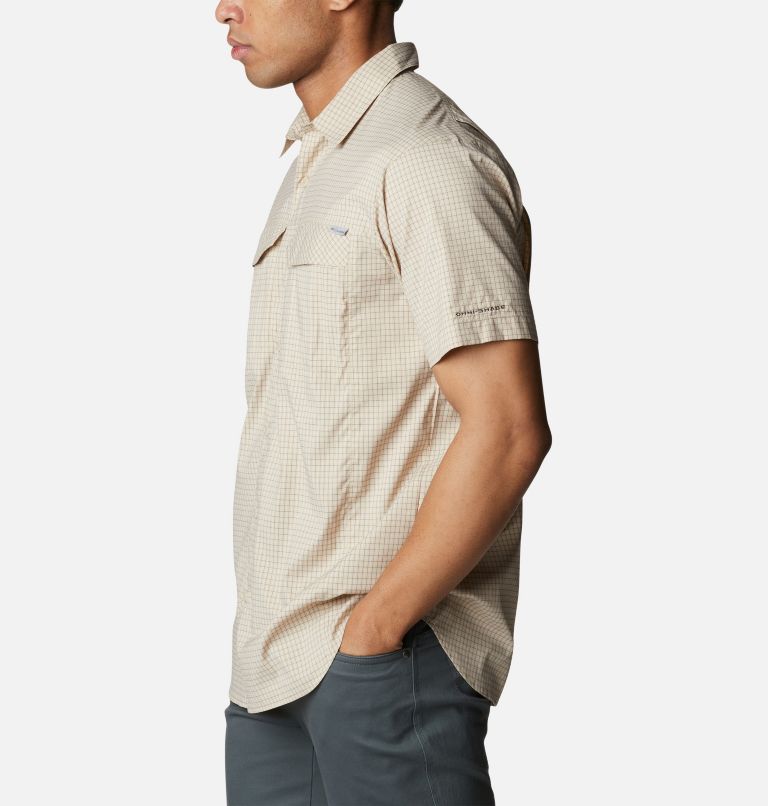 Men's Silver Ridge Lite Plaid Short Sleeve Shirt, Color: Ancient Fossil, Quiet Grid, image 3