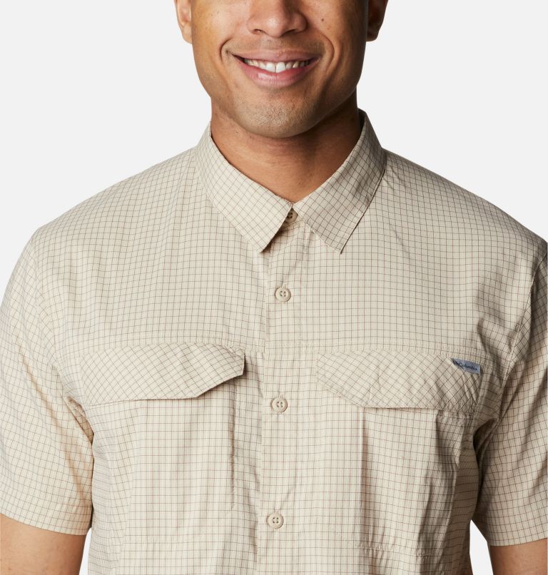 Men's Silver Ridge Lite Plaid Short Sleeve Shirt, Color: Ancient Fossil, Quiet Grid, image 4