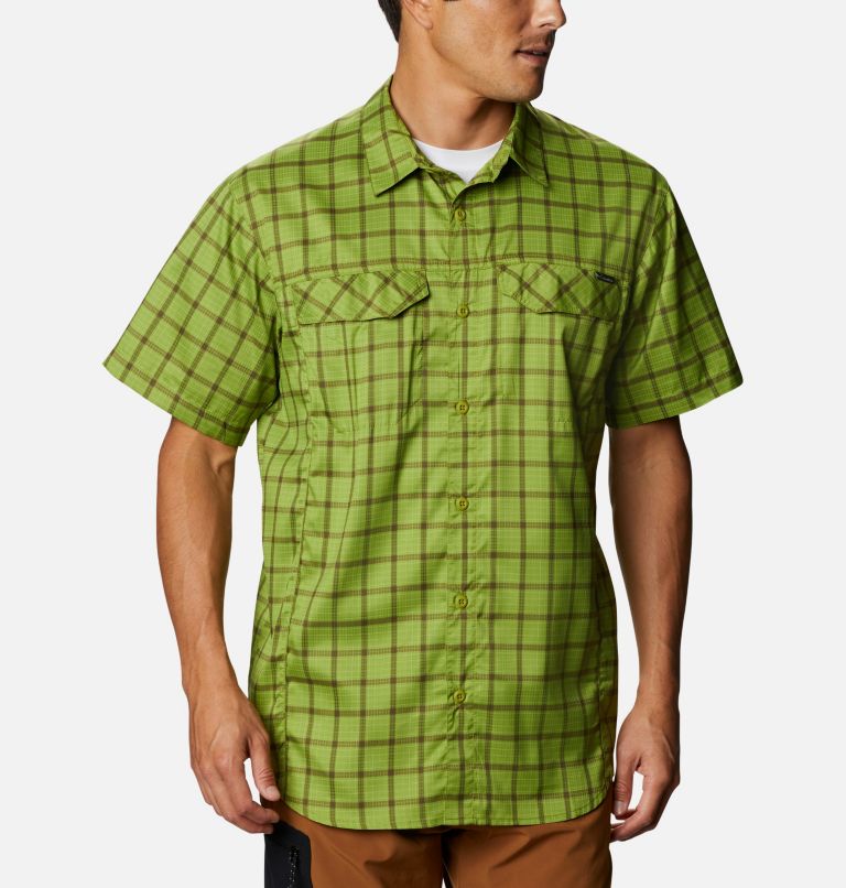 Thumbnail: Camisa manga corta Silver Ridge Lite Plaid para hombre, Color: Matcha Small Grid, image 1