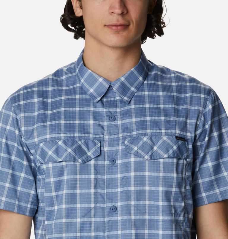 Men's Silver Ridge Lite Plaid Short Sleeve Shirt, Color: Bluestone Small Grid, image 4
