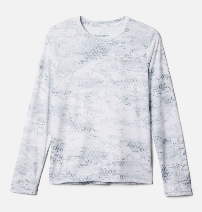 Kids’ PFG Super Terminal Tackle Long Sleeve Shirt, Color: Cool Grey PFG Camo Print, image 1