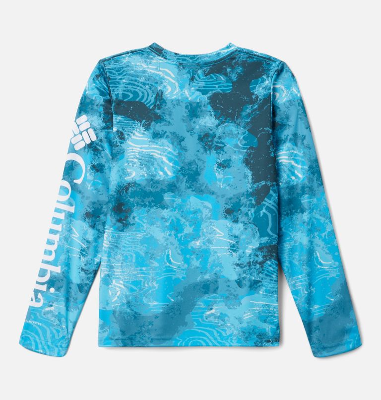 Kids’ PFG Super Terminal Tackle Long Sleeve Shirt, Color: Ocean Blue Deepwaters Camo, image 2