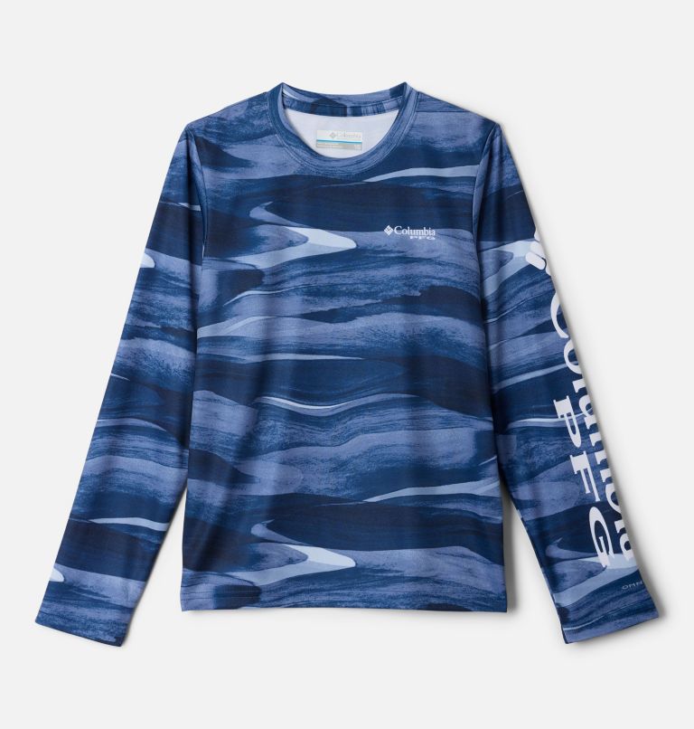 Kids' PFG Super Terminal Tackle Long Sleeve Shirt, Color: Collegiate Navy Obsidian, image 1