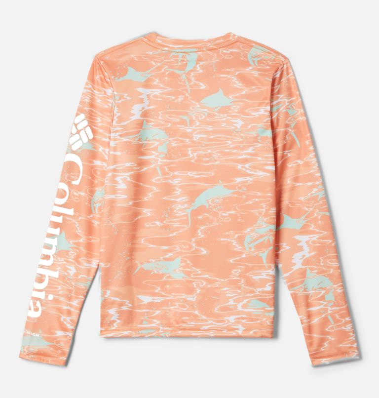 Thumbnail: Kids’ PFG Super Terminal Tackle Long Sleeve Shirt, Color: Orange Reef Ripples, image 2