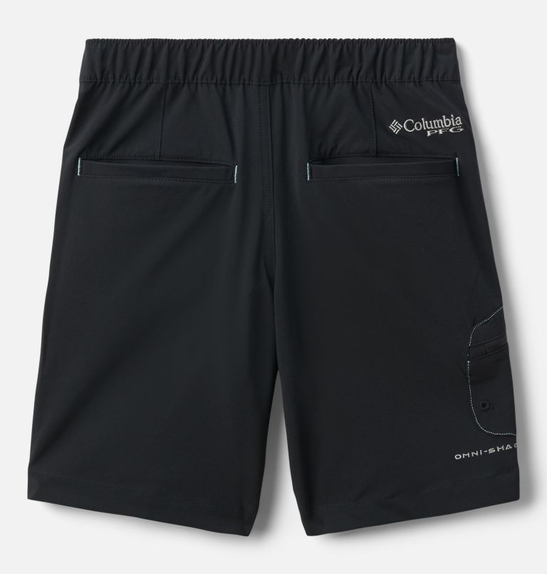 Boys' PFG Terminal Tackle Shorts, Color: Black, White Stitching, image 2