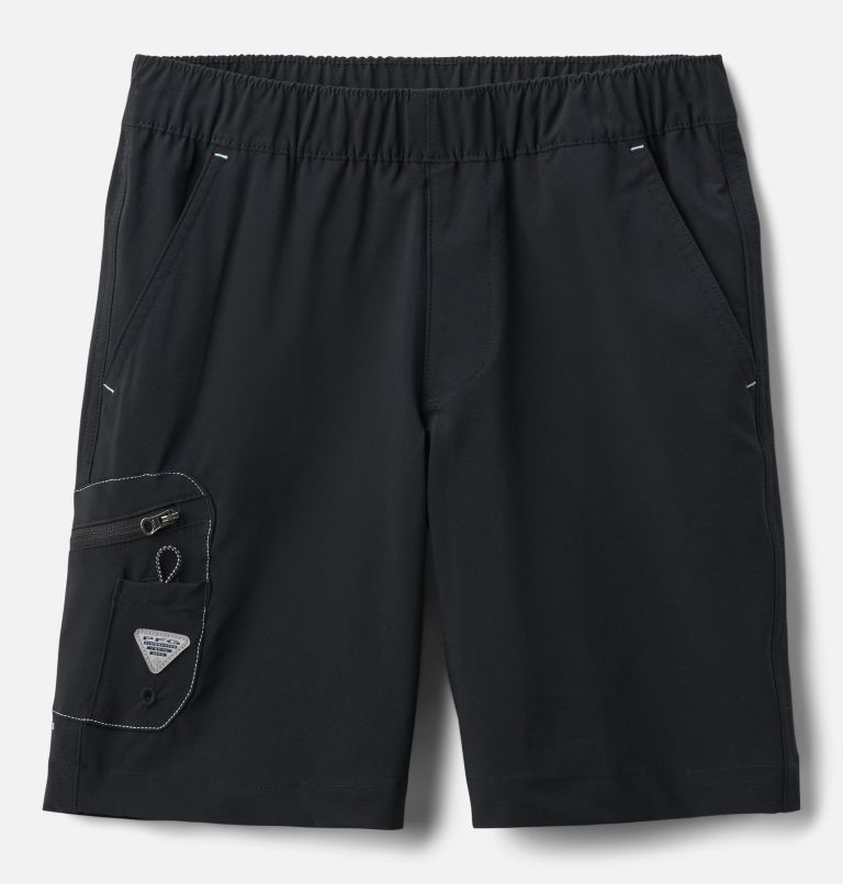 Boys' PFG Terminal Tackle Shorts, Color: Black, White Stitching