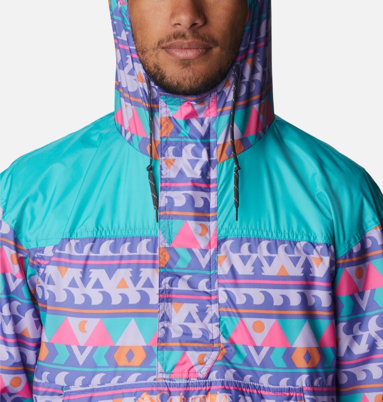 Men's Challenger Windbreaker, Color: Purple Lotus Camp Blanket, Aqua, image 4