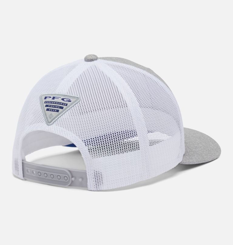 PFG Logo Mesh Snapback, Color: Cool Grey Heather, Vivid Blue, image 2