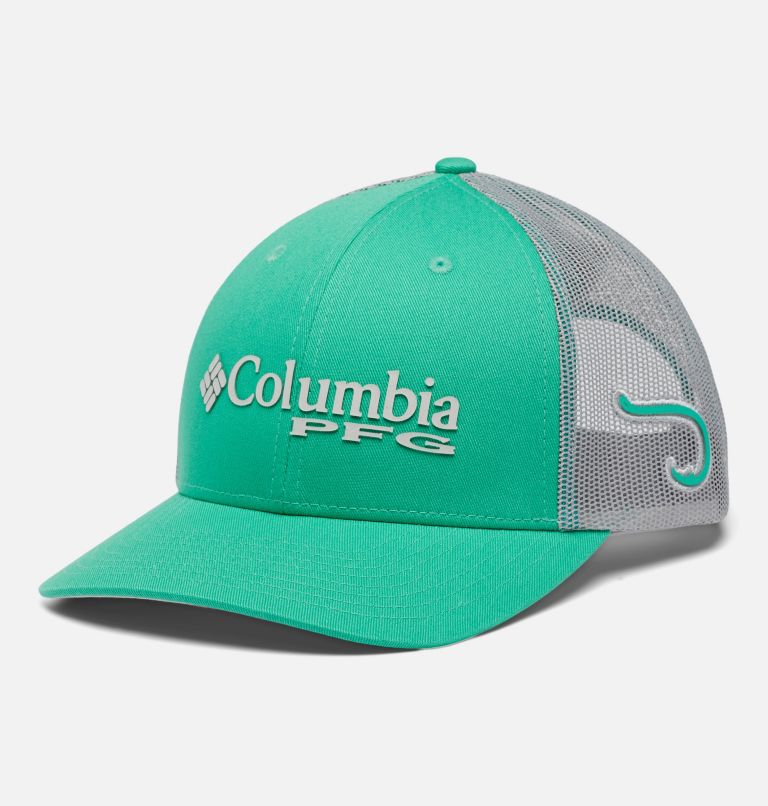 PFG Logo Mesh Snap Back - Mid | 362 | O/S, Color: Electric Turquoise, Cool Grey, Hook, image 1