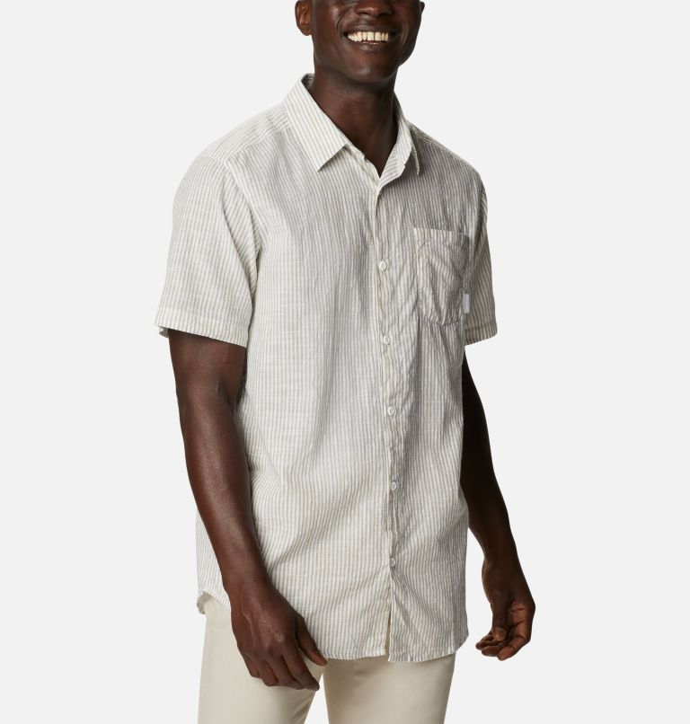 Men's Under Exposure Yarn-Dye Short Sleeve Shirt, Color: Savory Oxford Stripe