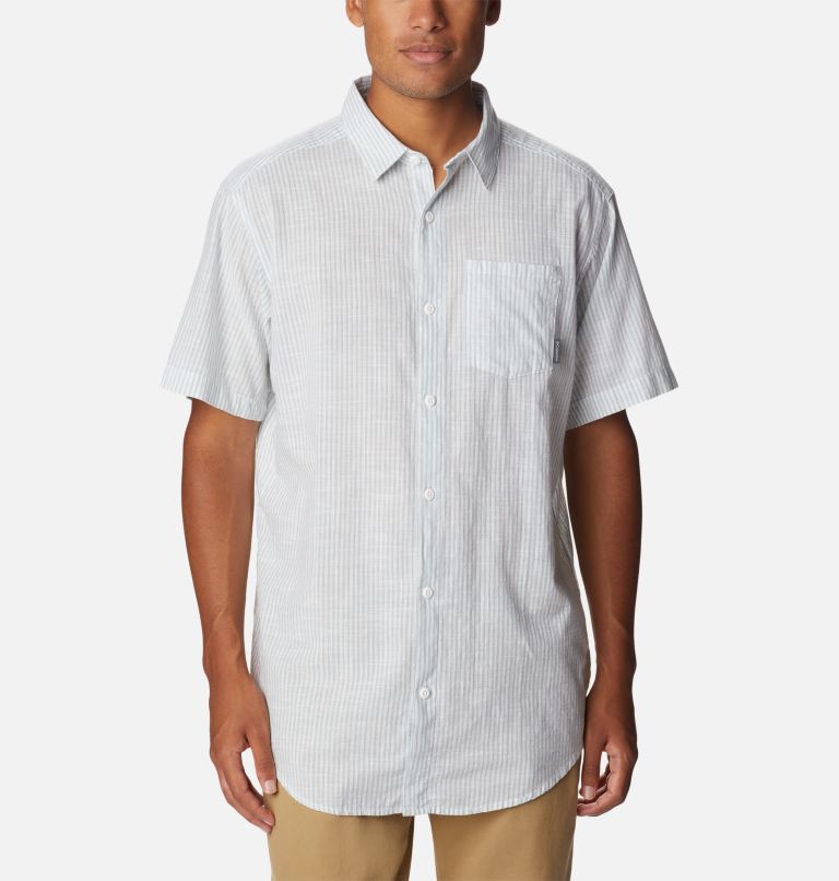 Chemise à manches courtes tissée-teinte Under Exposure pour homme, Color: Niagara Oxford Stripe, image 1