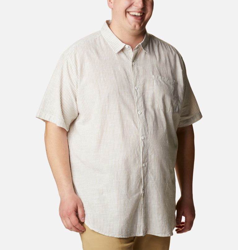 Thumbnail: Men's Under Exposure Yarn Dye Short Sleeve Shirt – Big, Color: Savory Oxford Stripe, image 5