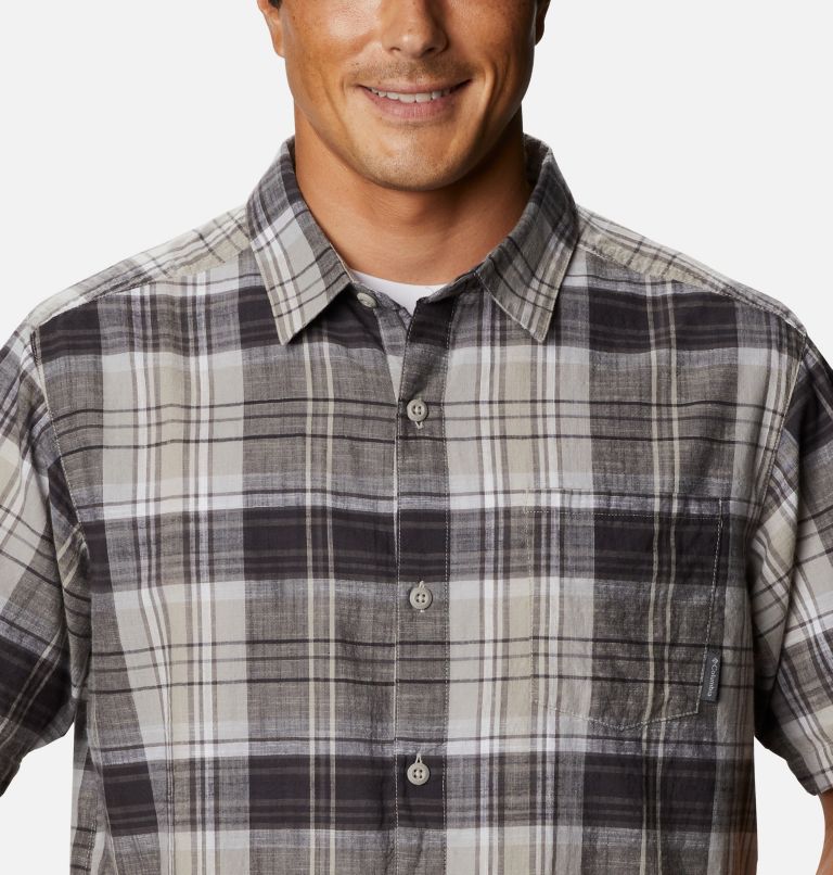 Men's Under Exposure YD Short Sleeve Shirt, Color: City Grey Madras, image 4