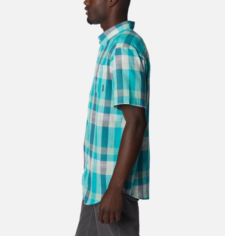 Under Exposure YD Short Sleeve Shirt | 454 | M, Color: Bright Aqua Buffalo, image 3
