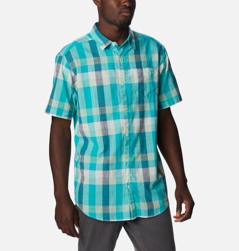 Under Exposure YD Short Sleeve Shirt | 454 | M, Color: Bright Aqua Buffalo, image 5