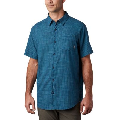 Men's Under Exposure&trade; YD Short Sleeve Shirt Under Exposure&trade; YD Short Sleev | 441 | S, Collegiate Navy Plaid, front