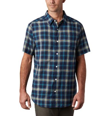 Men's Under Exposure&trade; YD Short Sleeve Shirt Under Exposure&trade; YD Short Sleev | 441 | S, Bright Gold Tartan Plaid, front