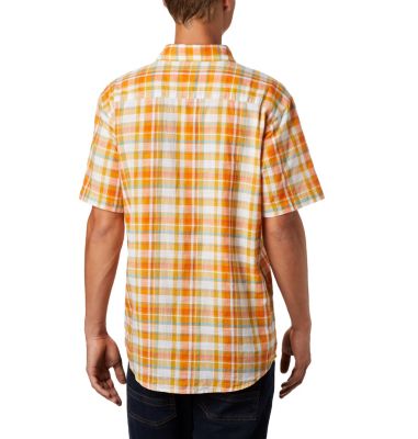 Men's Under Exposure&trade; YD Short Sleeve Shirt Under Exposure&trade; YD Short Sleev | 441 | S, Bright Orange Multi Plaid, back