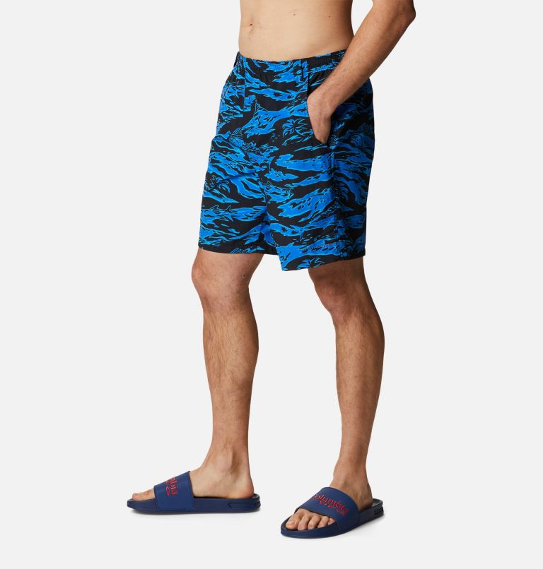 Thumbnail: Men's PFG Super Backcast Water Shorts, Color: Black Rough Waves Print, image 3