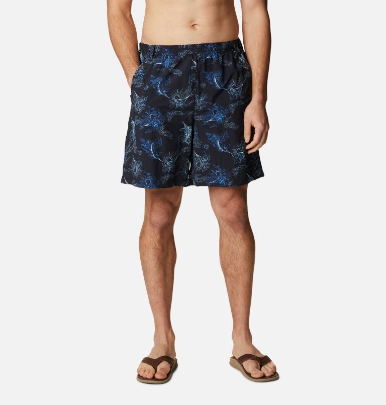 Thumbnail: Men's PFG Super Backcast Water Shorts, Color: Black Sails Away Print, image 1
