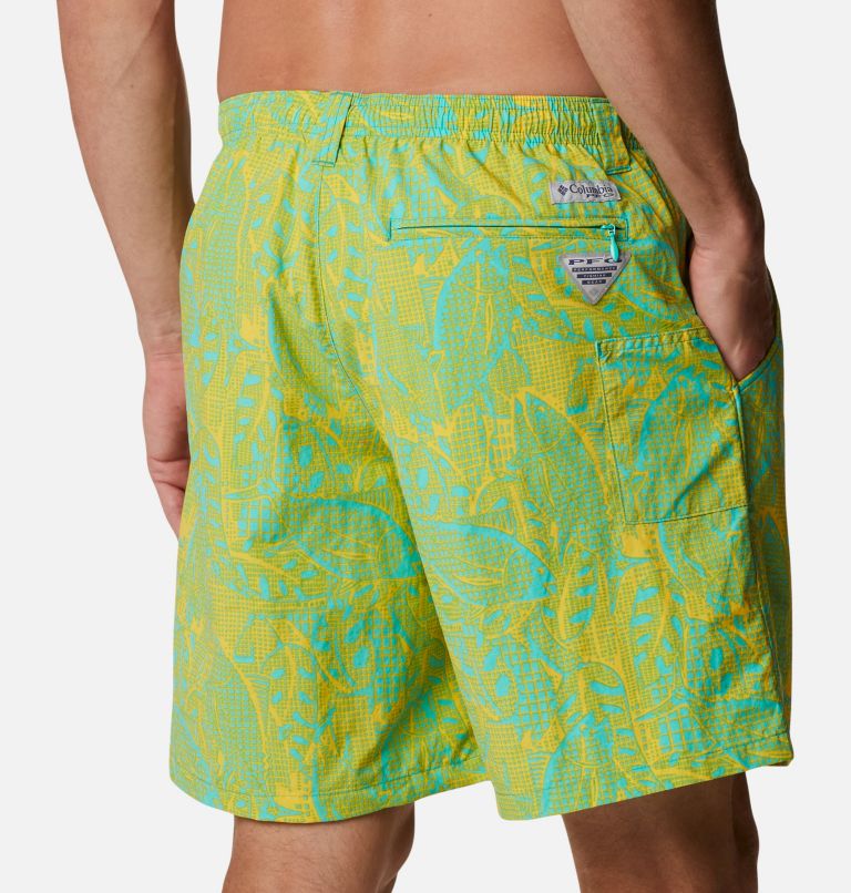 Men's PFG Super Backcast Water Shorts, Color: Elctrc Turq Crosshatched Tuna Print
