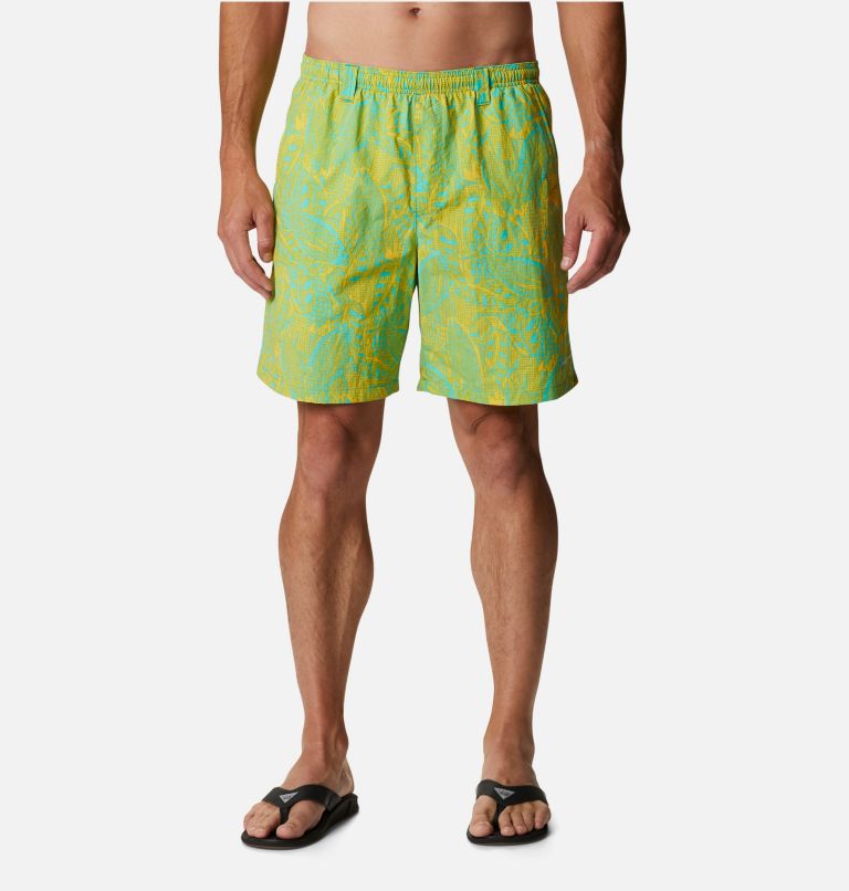 Men's PFG Super Backcast Water Shorts, Color: Elctrc Turq Crosshatched Tuna Print