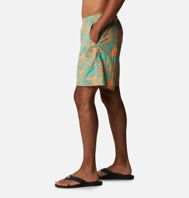Men's PFG Super Backcast Water Shorts, Color: Elctrc Turq Hawaiian Throwback Print, image 3