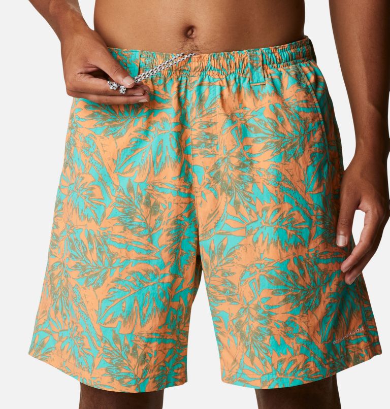 Thumbnail: Men's PFG Super Backcast Water Shorts, Color: Elctrc Turq Hawaiian Throwback Print, image 4