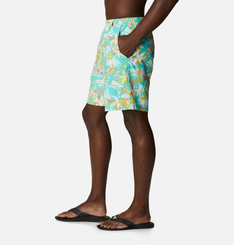 Men's PFG Super Backcast Water Shorts, Color: Electric Turquoise Festive Fishin Print, image 3