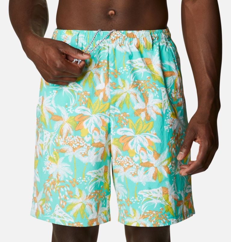 Men's PFG Super Backcast Water Shorts, Color: Electric Turquoise Festive Fishin Print, image 4