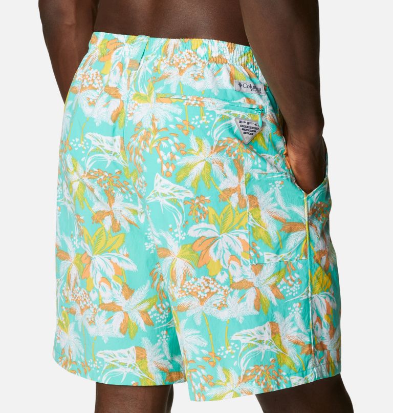 Men's PFG Super Backcast Water Shorts, Color: Electric Turquoise Festive Fishin Print, image 5